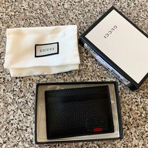 Black leather Gucci money clip wallet